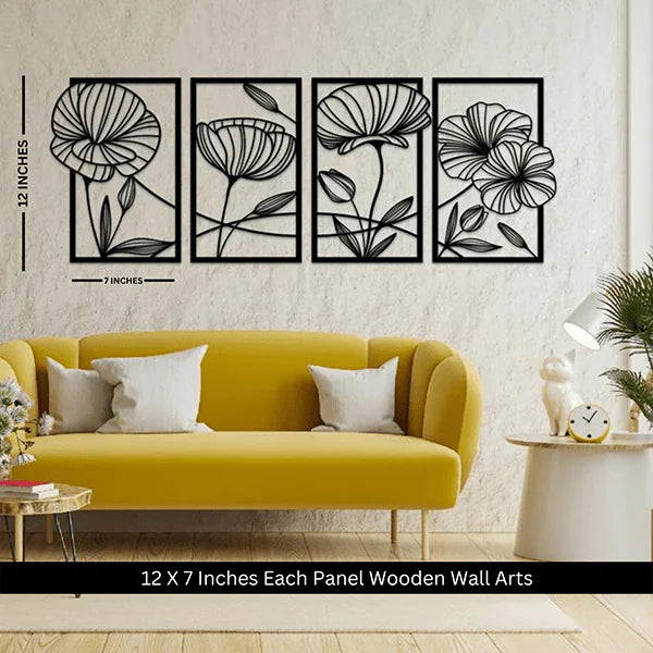 Poppy Flowers Wooden Wall Art