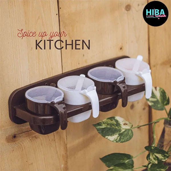 4-in-1 Chilli Spice Rack with Wall Mount & Spoons